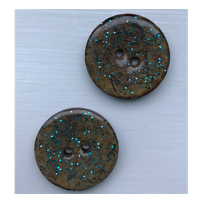 KOKOSKNAPP EMALJERT - klare med turkis glitter